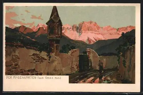 Künstler-AK Gries, Der Rosengarten