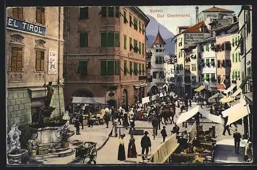 AK Bozen, Strassenpartie am Obstmarkt