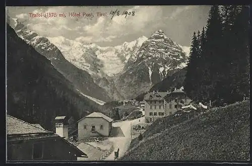 AK Trafoi / Tirol, Ortsansicht mit Hotel Post