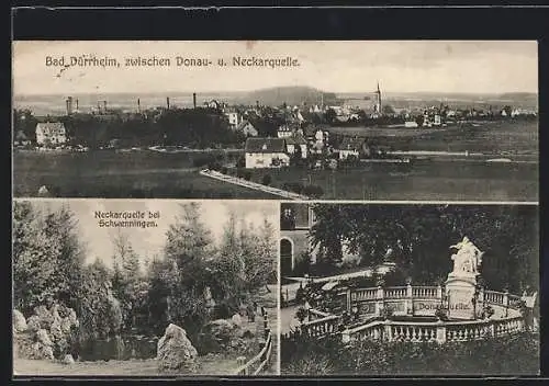 AK Bad Dürrheim, Teilansicht, Neckarquelle bei Schwenningen, Donauquelle