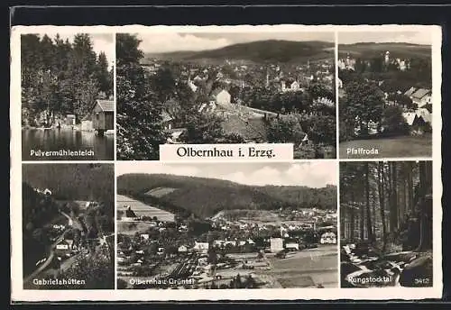 AK Olbernhau i. Erzg., Gabrielahütten, Pulvermühlenteich, Rungstocktal