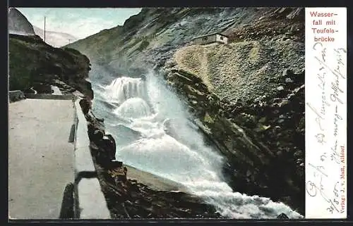 AK Wasserfall mit Teufelsbrücke