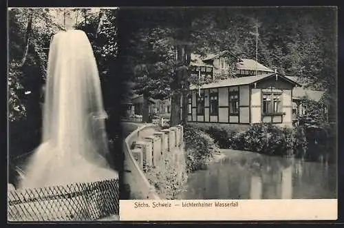 AK Lichtenhainer Wasser und Gasthaus in der Sächs. Schweiz