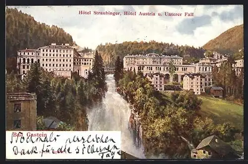 AK Bad Gastein, Unter Fall zwischen Hotel Straubinger und Hotel Austria