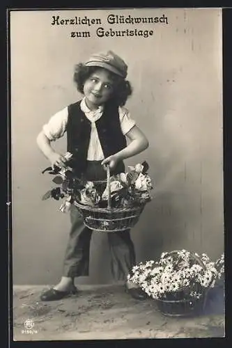 Foto-AK RPH Nr. 2156 /4: Bube mit Blumenkörben
