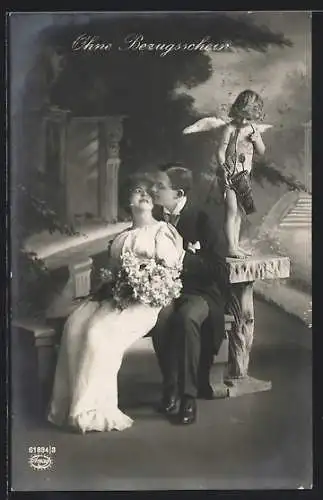 AK Ohne Bezugsschein, Amors Pfeil hat zwei Herzen füreinander entflammt