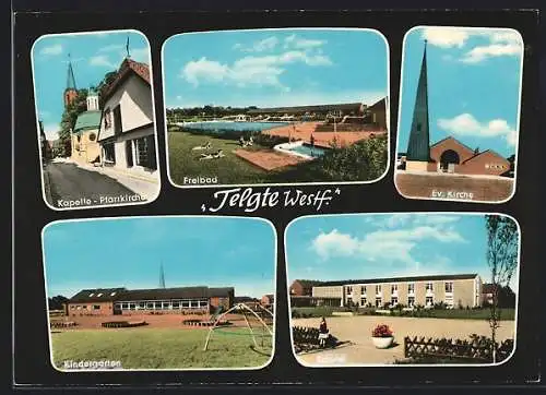 AK Telgte / Westf., Kapelle, Pfarrkirche, Ev. Kirche, Kindergarten, Schule