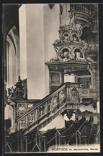 AK Rostock, St. Marienkirche, Kanzel