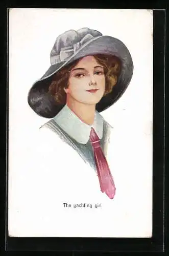Künstler-AK The Yachting Girl, Junge Frau mit Hut