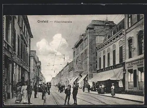 AK Crefeld, Passanten in der Friedrichstrasse