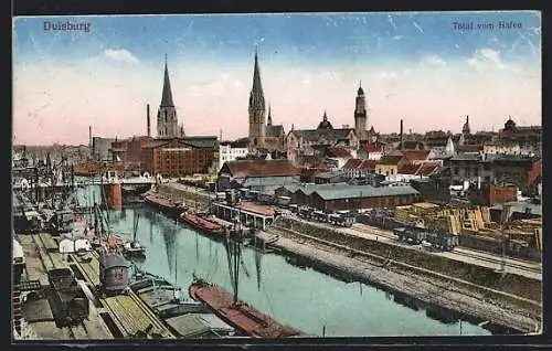 AK Duisburg, Teilansicht mit Hafen