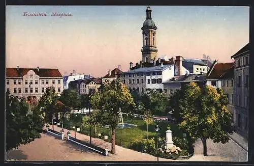AK Traunstein, Brunnen auf dem Maxplatz