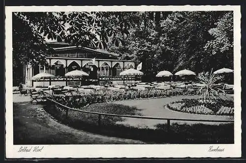 AK Werl, Partie am Kurhaus, Badehaus