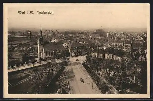 AK Werl i. W., Teilansicht aus der Vogelschau