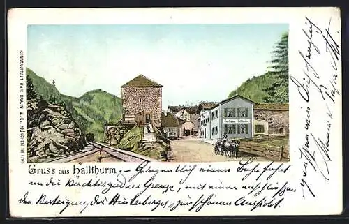 AK Hallthurm, Partie am Gasthaus Hallthurm