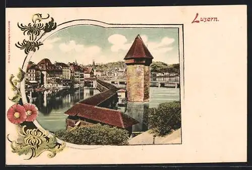 AK Luzern, Stadtpartie mit Brücke