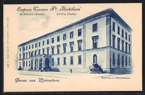 AK Winterthur, Strassenpartie am Museum und Gymnasium