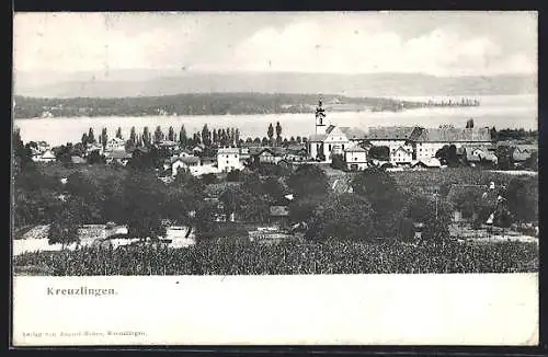 AK Kreuzlingen, Ortsansicht mit See