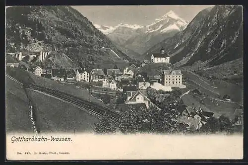 AK Wassen, Ortsansicht aus der Vogelschau