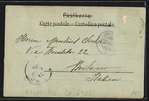 AK Hospenthal, Ortsansicht mit Kirche und Ruine