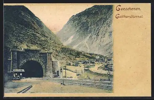 AK Goeschenen, Eingang des Gotthardtunnels