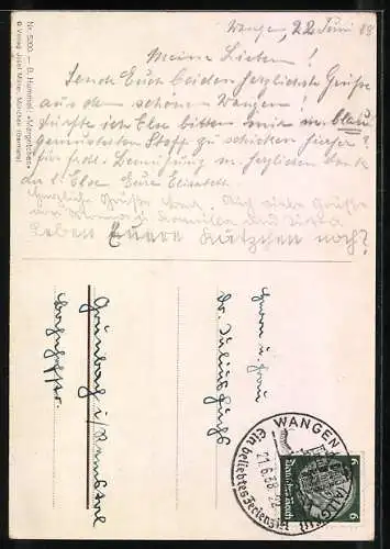 Künstler-AK Hummel: Jesuskind setzt Mädchen einen Blumenkranz auf