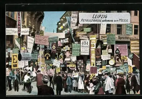 AK Leipzig, Petrsstrasse während der Messe