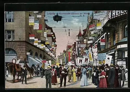AK Leipzig, Reichsstrasse während der Messe