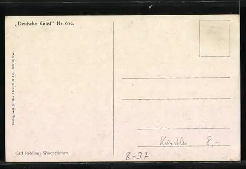 Künstler-AK Carl Röhling: Wäscherinnen, Waschfrauen bei der Arbeit am Steg