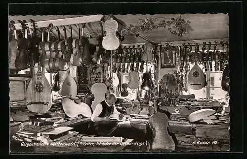 AK Geigenbauer von Mittenwald, J. Reiter, Schöpfer der Oktav-Geige