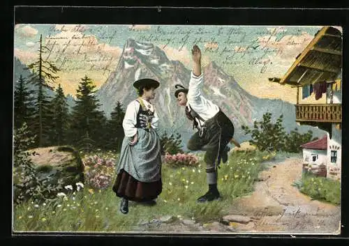 AK Schuhplattler in den Bergen