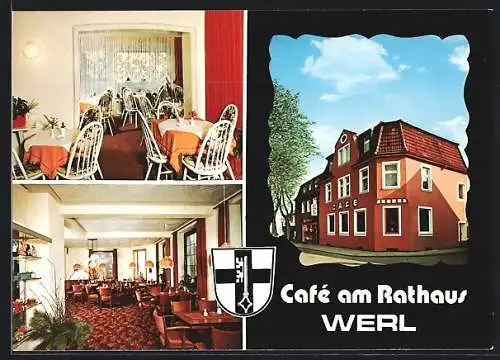 AK Werl i. Westf., Cafe am Rathaus, Innenansichten