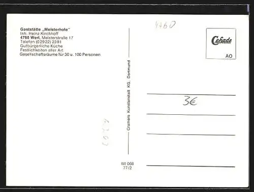 AK Werl, Gaststätte Meisterhofe, Inh. Heinz Kirchhoff, Meisterstrasse 17