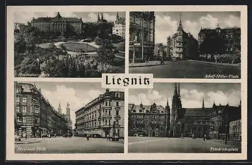 AK Liegnitz, Breslauer Platz, Friedrichplatz, Platz, Hindenburgplatz
