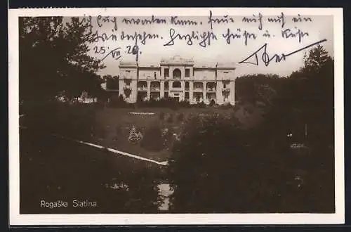 AK Rogaska Slatina, Anwesen mit Garten