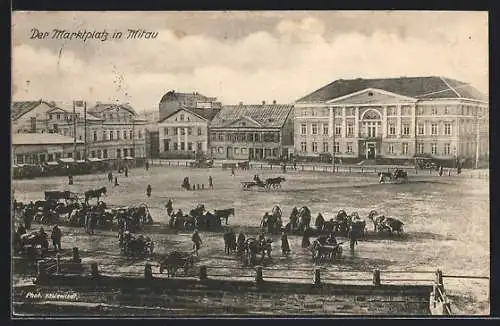 AK Mitau, Ortspartie mit Marktplatz