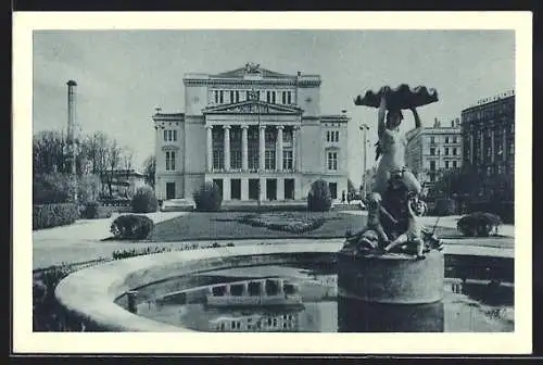 AK Riga, Opernhaus und Brunnen