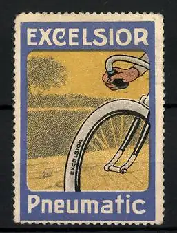Reklamemarke Excelsior Pneumatic Farhrradreifen, Rennrad