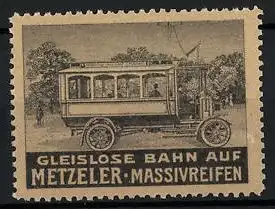 Reklamemarke Gleislose Bahn auf Metzeler Massivreifen
