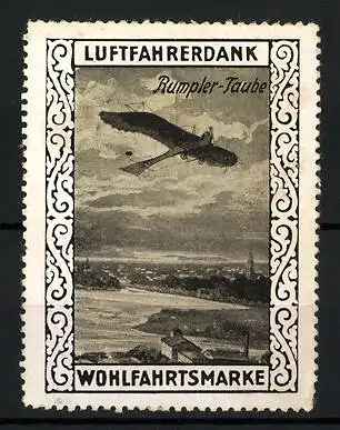 Reklamemarke Rumpler-Taube, Luftfahrerdank, Wohlfahrtsmarke