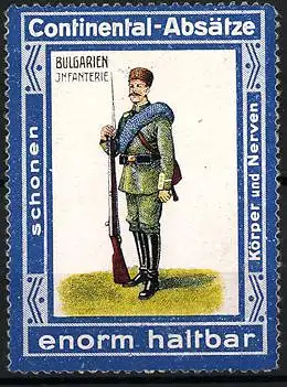 Reklamemarke Continental-Absätze sind enorm haltbar, Militär Bulgarien, Infanterist