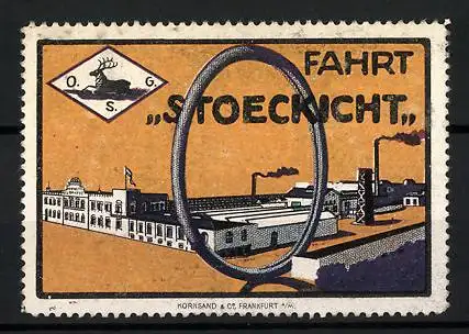 Reklamemarke Stoeckicht Reifen, Fabrikansicht und Firmenlogo