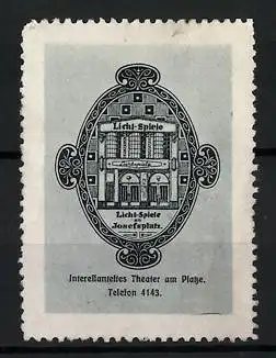 Reklamemarke Internationales Theater am Platze, Licht_Spiele am Josefs-Platz, Gebäudeansicht
