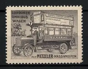Reklamemarke Londoner Omnibus-Wagen auf Metzeler Massivreifen