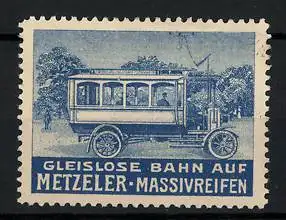 Reklamemarke Gleislose Bahn auf Metzeler-Massivreifen