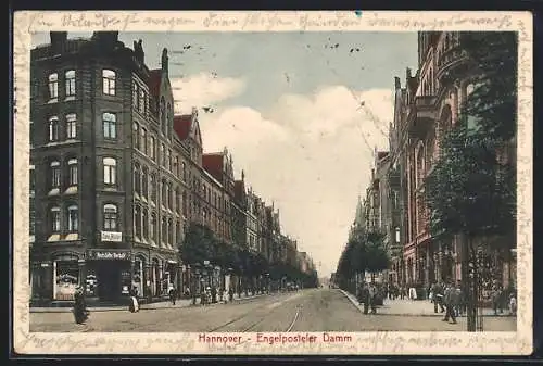 AK Hannover, Engelposteler Damm, Strassenpartie mit Zahn-Atelier