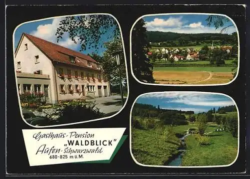 AK Aufen / Schwarzwald, Gasthaus-Pension Waldblick, Panorama