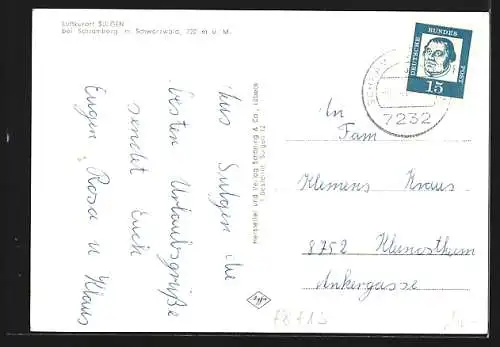 AK Sulgen / Schwarzwald, Wasserturm, Bauernhaus, Gasthof Bären, Hauptstrasse