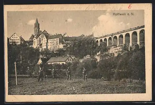 AK Rottweil a. N., Teilansicht mit Viadukt