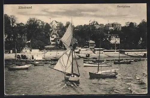 AK Hamburg-Oevelgönne, Elbstrandpartie mit Booten